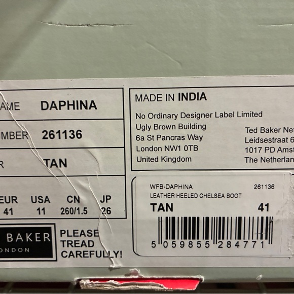 New Authentic Ted Baker London Boots (11) Tan Leather Heeled Chelsea bootie NWT - Picture 3 of 4